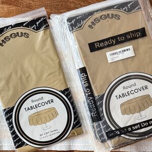 14 Pack Round 84" Tablecover Disposable Tablecloth Gold